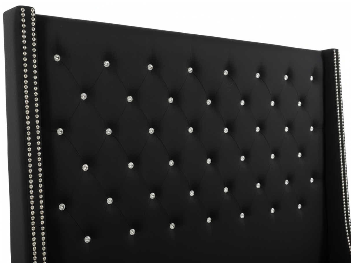 Aria Velvet Bed Frame Black - Queen