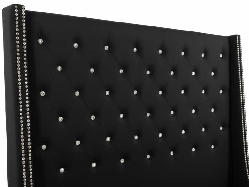 Aria Velvet Bed Frame Black - Queen