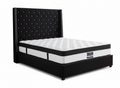 Aria Velvet Bed Frame Black & Euro Top Mattress G31 - Queen
