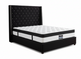 Aria Velvet Bed Frame Black & Euro Top Mattress G31 - Queen