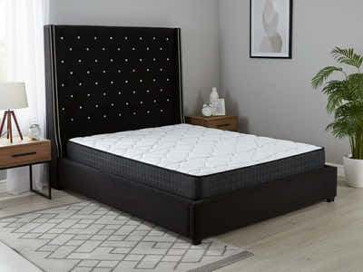 Aria Velvet Bed Frame Black & Xclusive Pocket Spring Mattress X20 Queen (Combo)