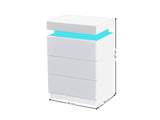 DS Glansig Bedside Table with LED Light - White