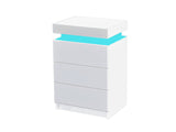 DS Glansig Bedside Table with LED Light - White