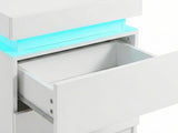 DS Glansig Bedside Table with LED Light - White