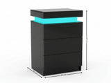 Glansig Bedside Table with LED Light - Piano Black