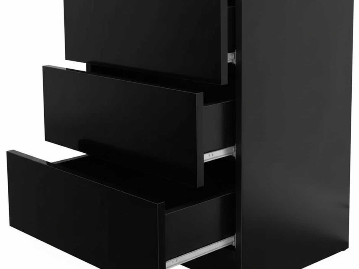 DS Glansig Bedside Table with LED Light - Piano Black