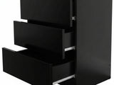 Glansig Bedside Table with LED Light - Piano Black