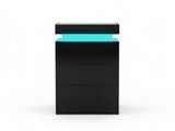 Glansig Bedside Table with LED Light - Piano Black