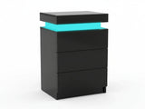 Glansig Bedside Table with LED Light - Piano Black