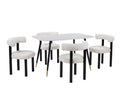 Lavina Dining Table with MDF Top 120 cm & Boucle Velvet Dining Chair White - Set of 4