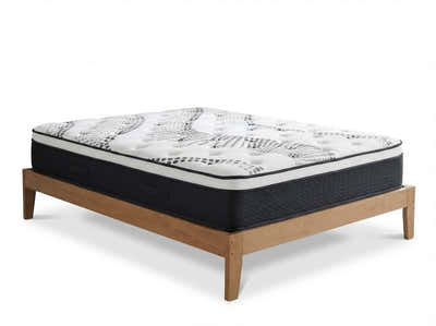 Sovo Bed Frame Oak & Euro Top Mattress J32 - Double