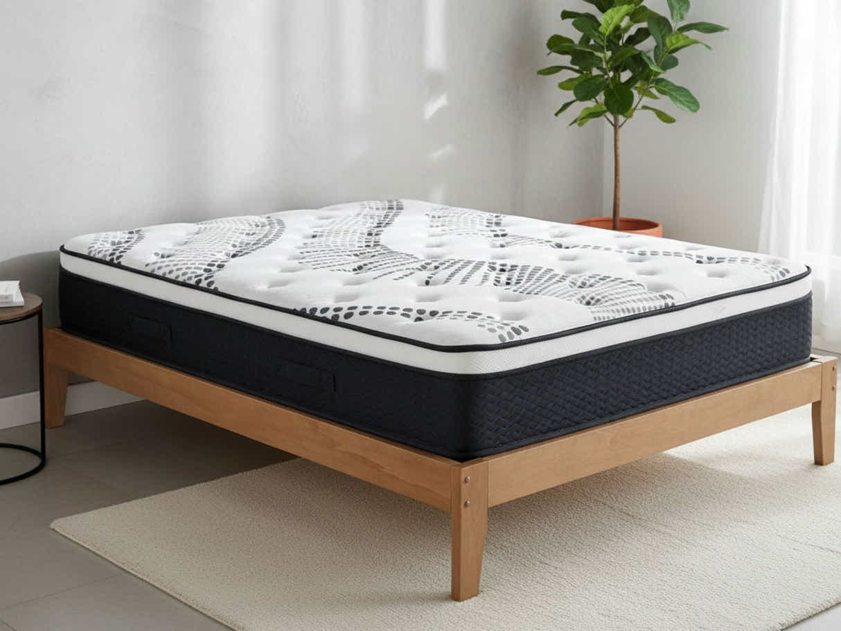 Sovo Bed Frame Oak & Euro Top Mattress J32 - Double