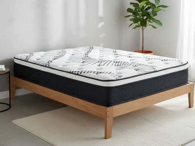 Sovo Bed Frame Oak & Euro Top Mattress J32 - Double
