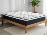 Sovo Bed Frame Oak & Euro Top Mattress J32 - Double