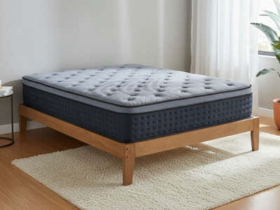 Sovo Bed Frame Oak & Euro Top Mattress B34 - Double