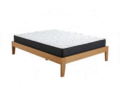 Sovo Bed Frame Oak - & Xclusive Pocket Spring Mattress X20 - Queen