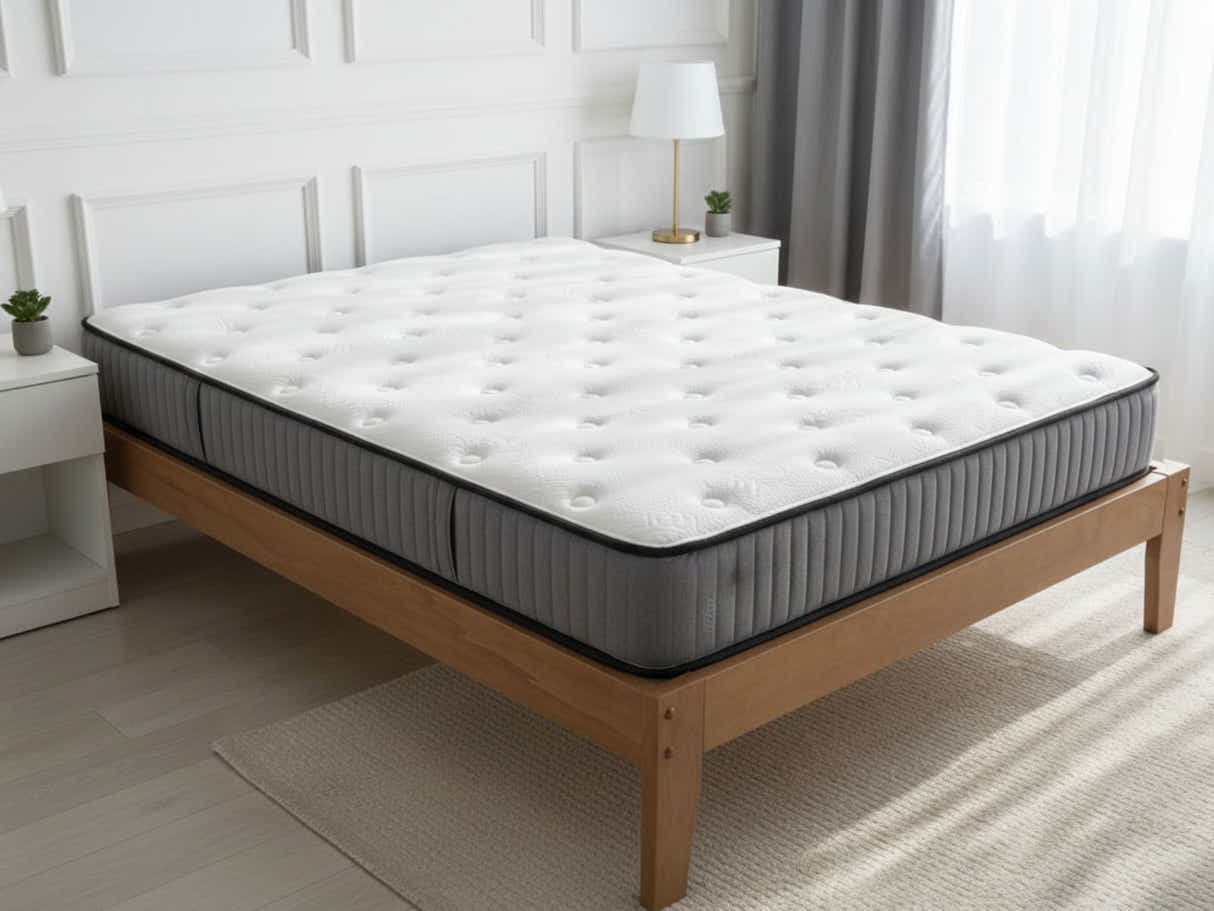 Sovo Bed Frame Oak & FIRM23 Mattress - Queen