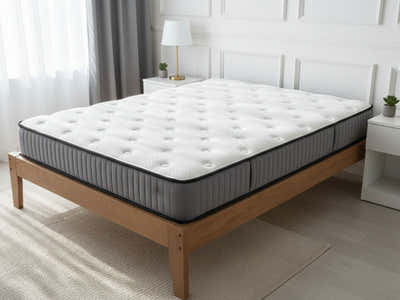 Sovo Bed Frame Oak & FIRM23 Mattress - Queen (Combo)