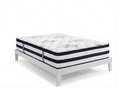 Sovo Bed Frame White & Euro Top Mattress K34 - Double