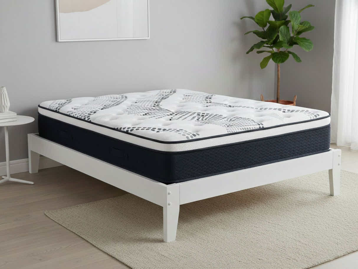Sovo Bed Frame White & Euro Top Mattress J32 - Double