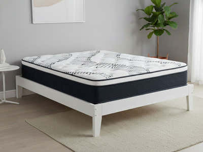 Sovo Bed Frame White & Euro Top Mattress J32 - Double