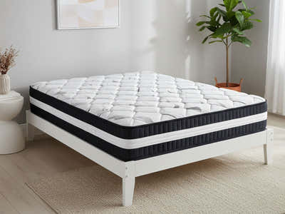 Sovo Bed Frame White & Euro Top Mattress L30 - Double
