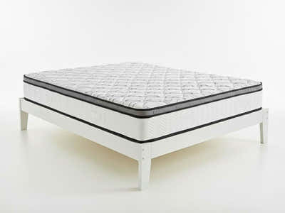 Sovo Bed Frame White & Euro Top Memory Foam Mattress GEL30 - Double