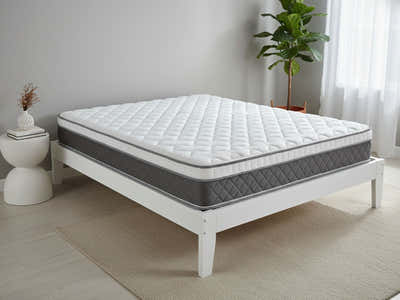 Sovo Bed Frame White & MEM23 Mattress - Double