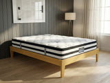 Sovo Bed Frame Oak & Euro Top Mattress K34 - Double
