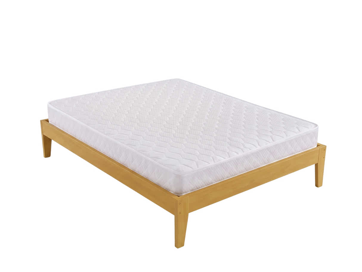 Sovo Bed Frame Oak & Bon15 Mattress - Queen