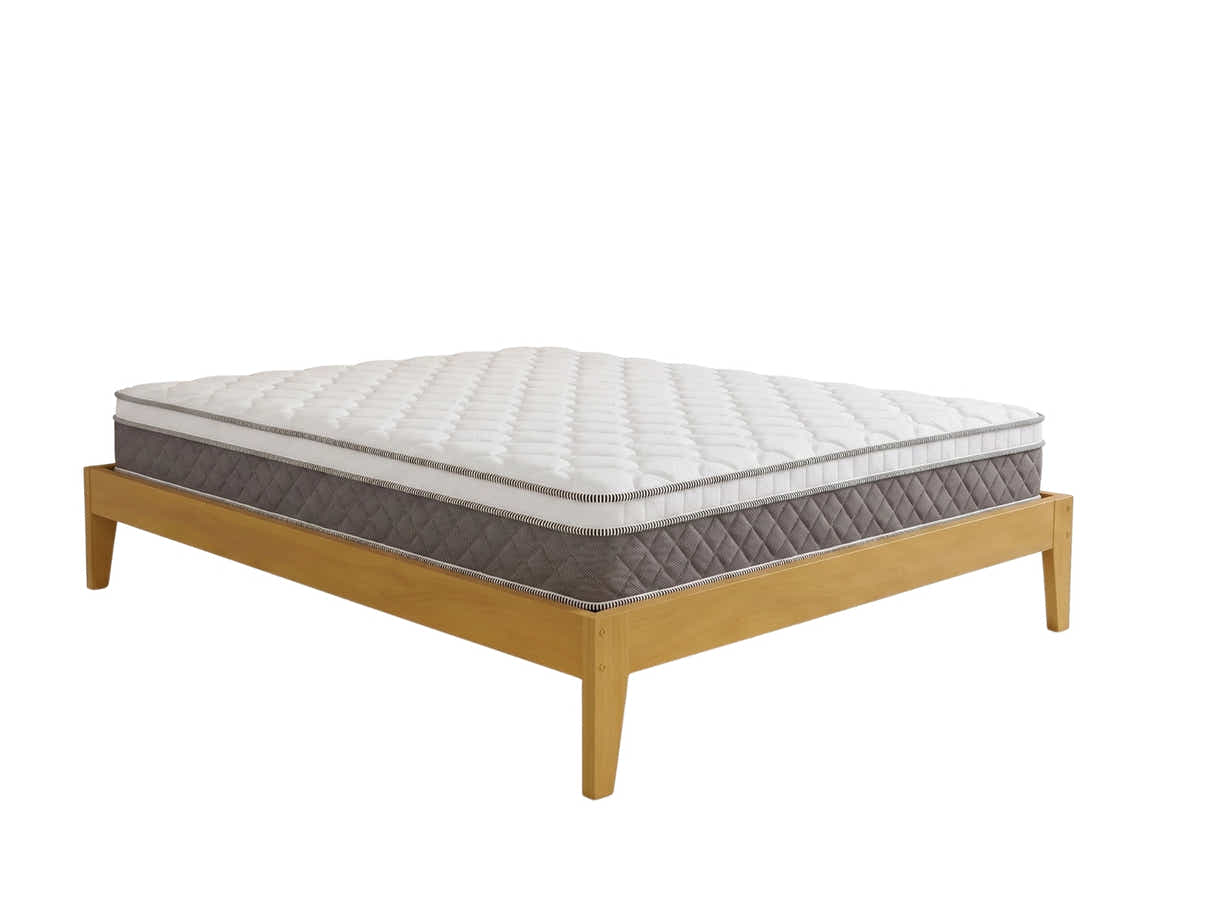 Sovo Bed Frame Oak & MEM23 Mattress - Queen