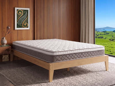 Sovo Bed Frame Oak & MEM23 Mattress - Queen
