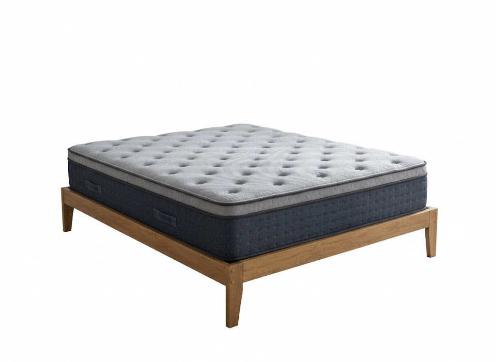 Sovo Bed Frame Oak & Euro Top Mattress B34 - Queen