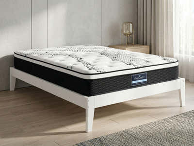 Sovo Bed Frame White & J32 Mattress - King Single