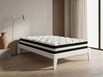 Sovo Bed Frame White & L30 Mattress - King Single