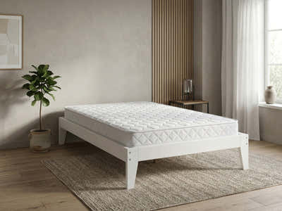 Sovo Bed Frame White & Bon15 Mattress - King Single