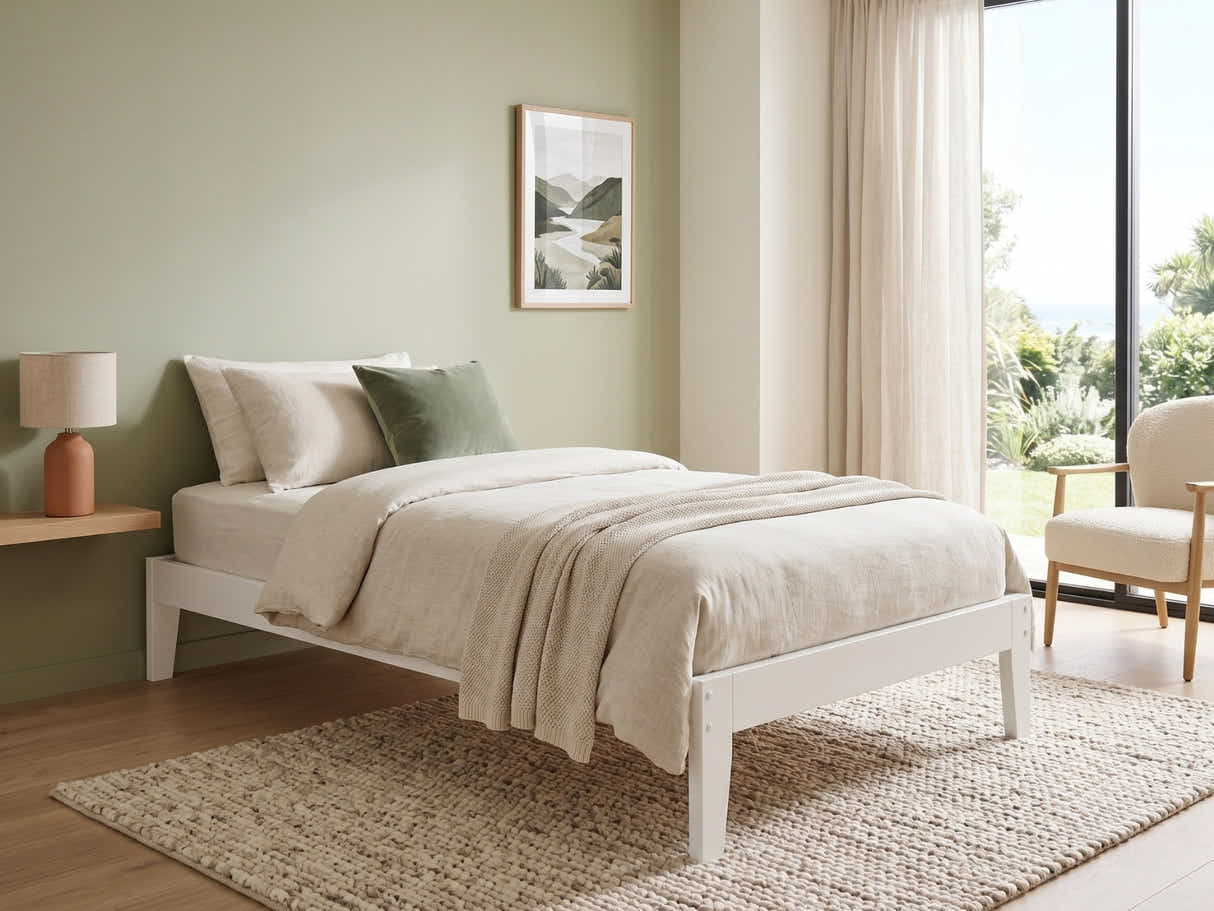 Sovo Bed Frame White - King Single