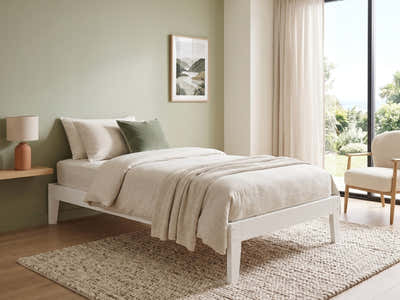 Sovo Bed Frame White - King Single