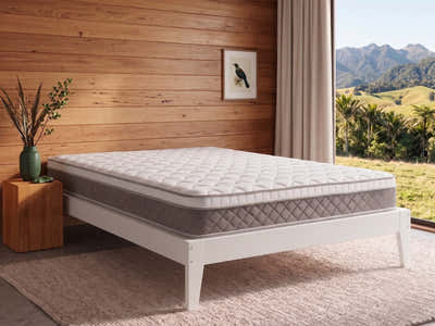 Sovo Bed Frame White & MEM23 Mattress - Double