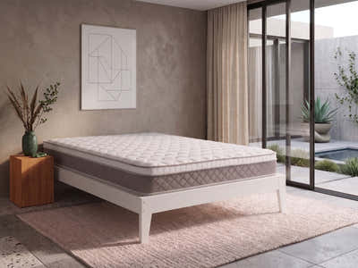 Sovo Bed Frame White & MEM23 Mattress - Queen