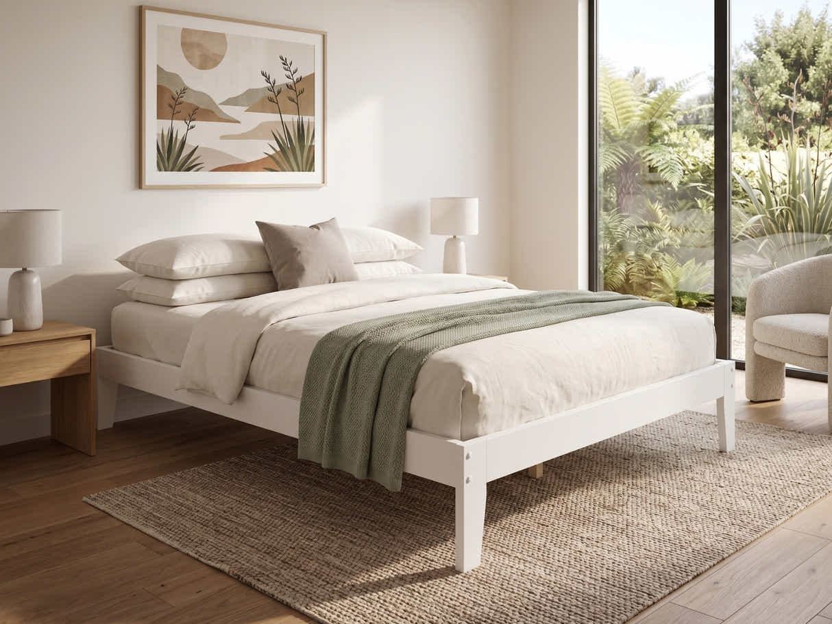 Sovo Bed Frame White - Queen