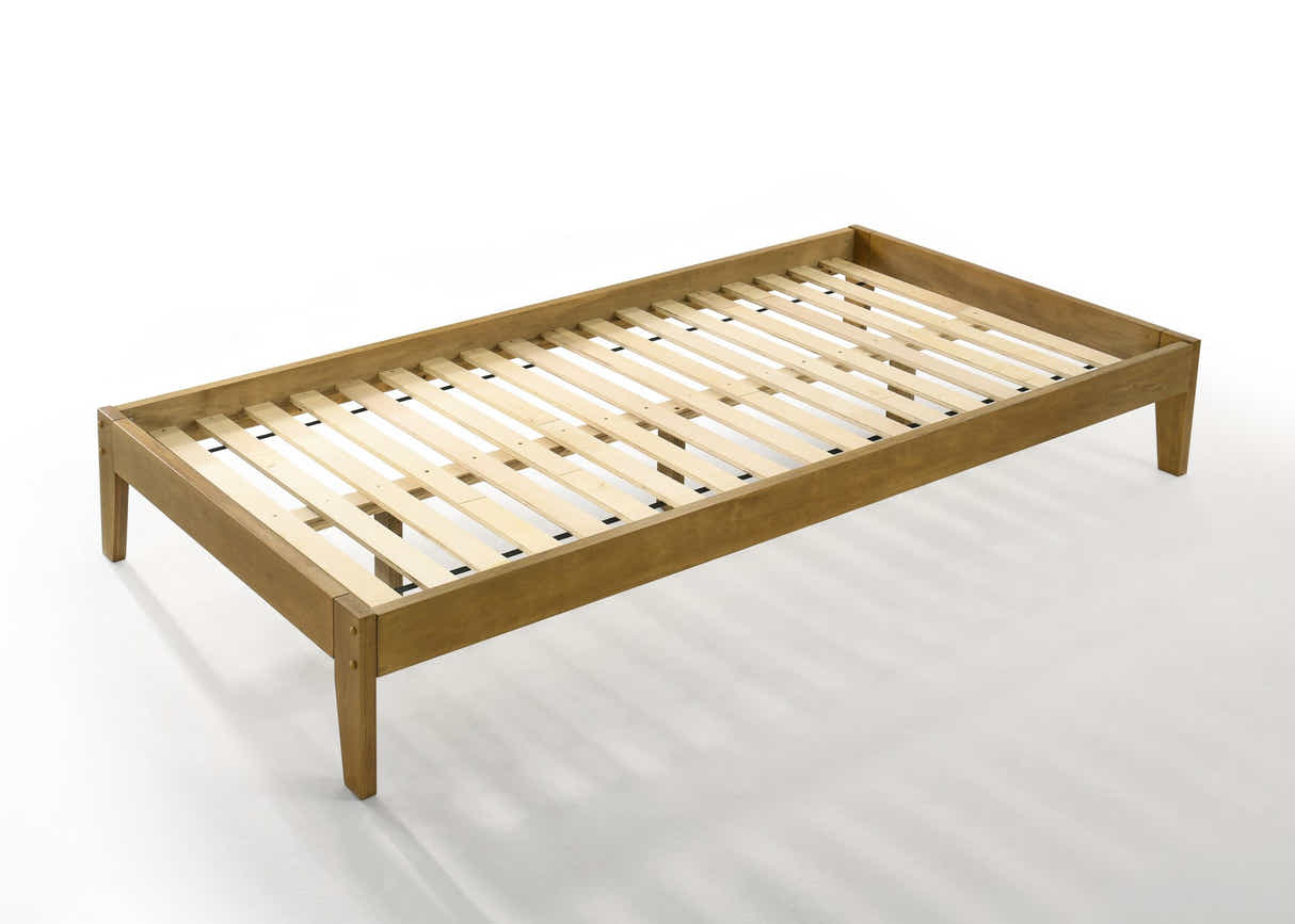 Sovo Bed Frame Oak & Xclusive Pocket Spring Mattress X20 - King Single