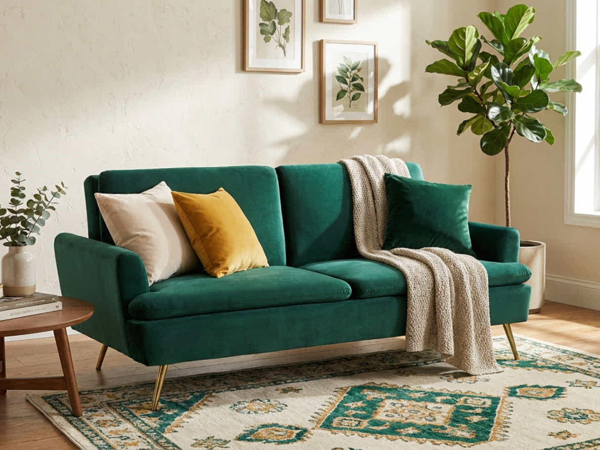 Gyllene Velvet Sofa Bed - Dark Green