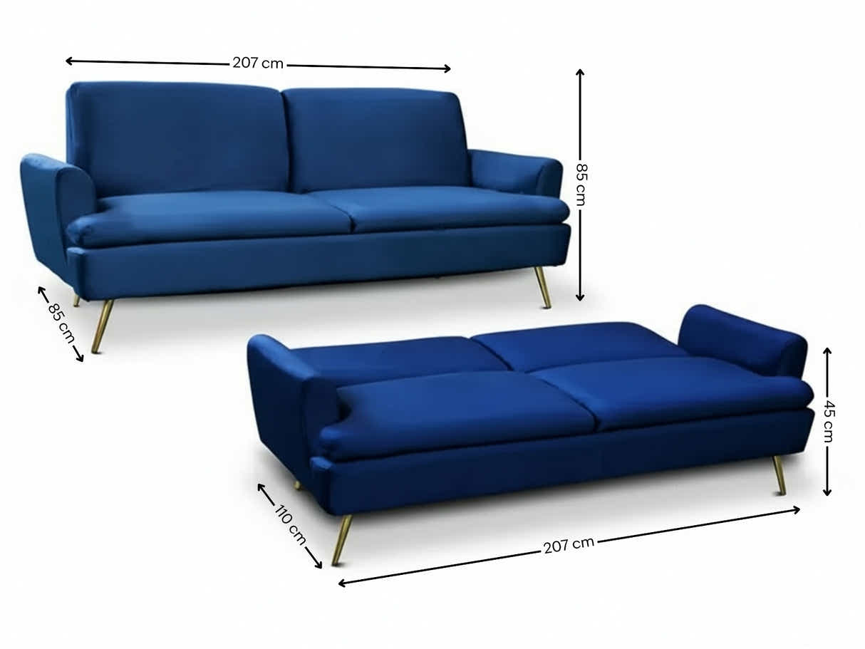 Gyllene Velvet Sofa Bed - Navy