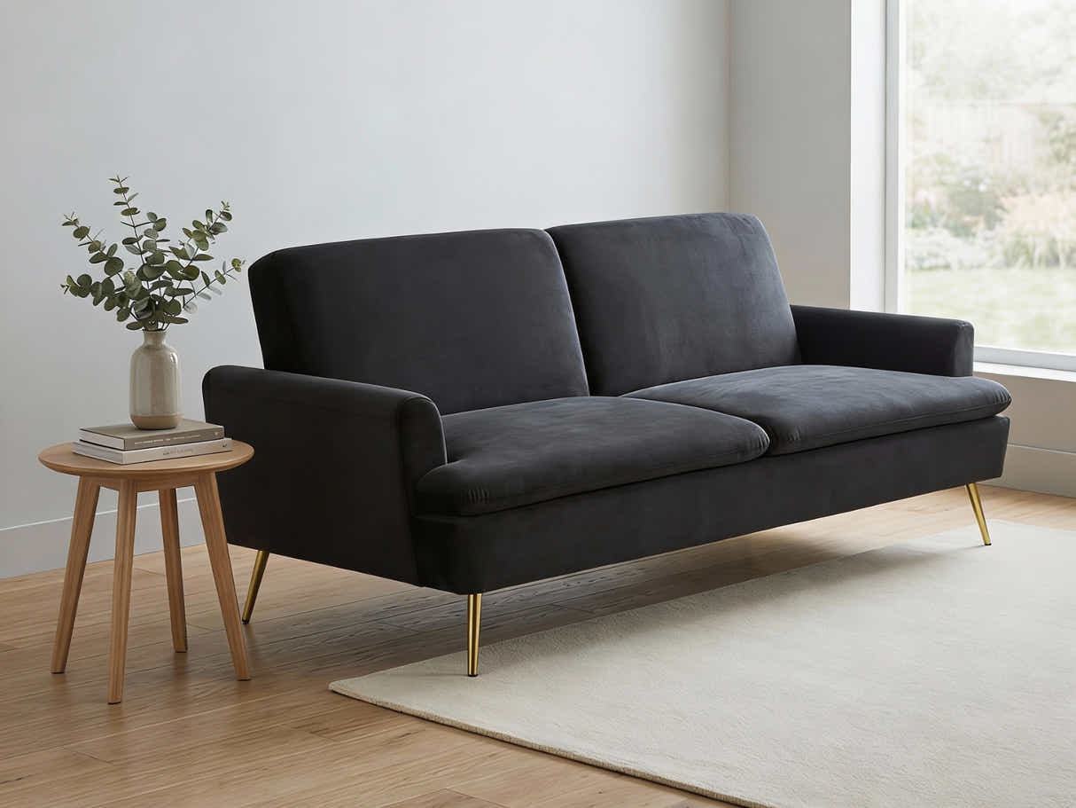 Gyllene Velvet Sofa Bed - Black
