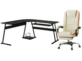 Irina L-Shaped Computer Desk & Siena Executive Office Chair PU Beige
