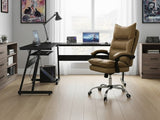 Irina L-Shaped Computer Desk & New Markus Office Chair with Footrest PU Khaki