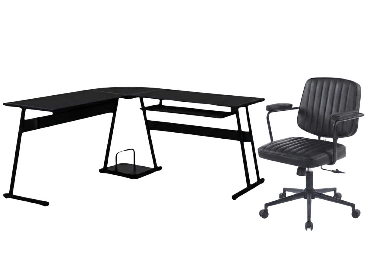 Irina L-Shaped Computer Desk & Elio Office Chair