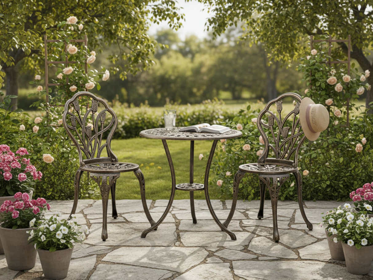 Ornato Cast Aluminum Bistro Set – Antique Bronze
