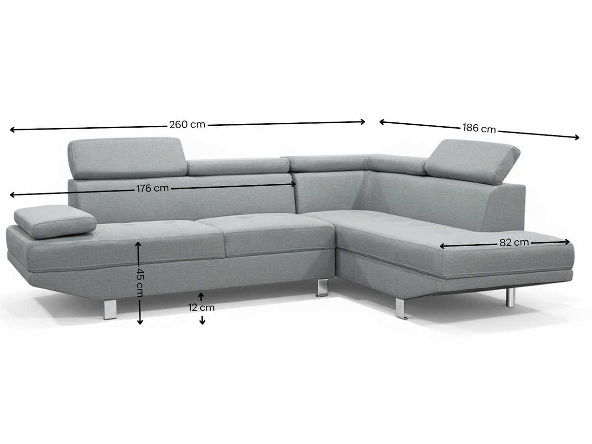 Briz Liene Sectional Sofa - Grey
